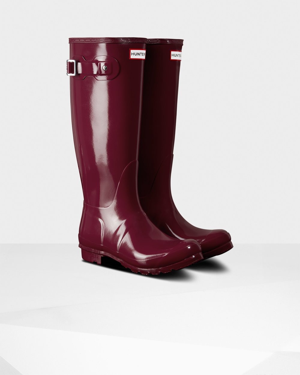 Bottes Hautes de Pluie Hunter Original Gloss Femme Bordeaux/Rouge MSFAWPT-94